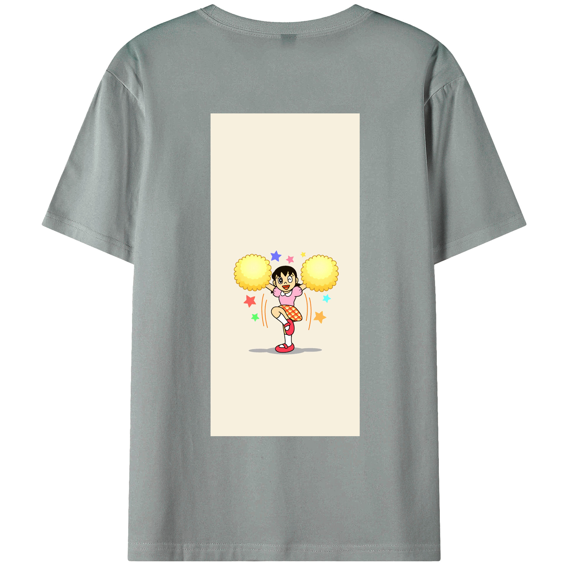 （画像用） ドラえもん みなもと しずか Doraemon Shizuka Minamoto 綿100％ メンズ半袖Tシャツ（バックプリント） 通気性